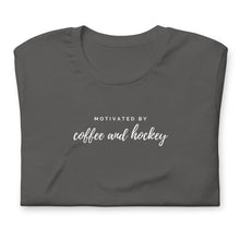 Load image into Gallery viewer, Motivated by Coffee and Hockey Tee