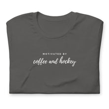 Load image into Gallery viewer, Motivated by Coffee and Hockey Tee
